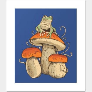 Cottagecore Aesthetic Mushrooms and Frog Posters and Art